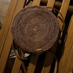 Bali woven rattan circular bag